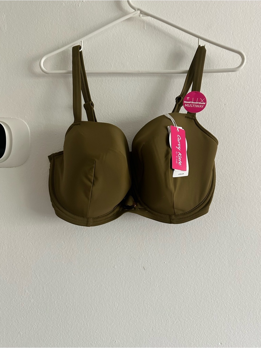 Curvy Kate Retro Sun Padded Balcony Olive Green Multiway bikini top 34K